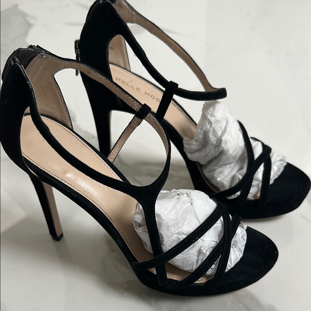 Pelle Moda Black Strappy High Heels
